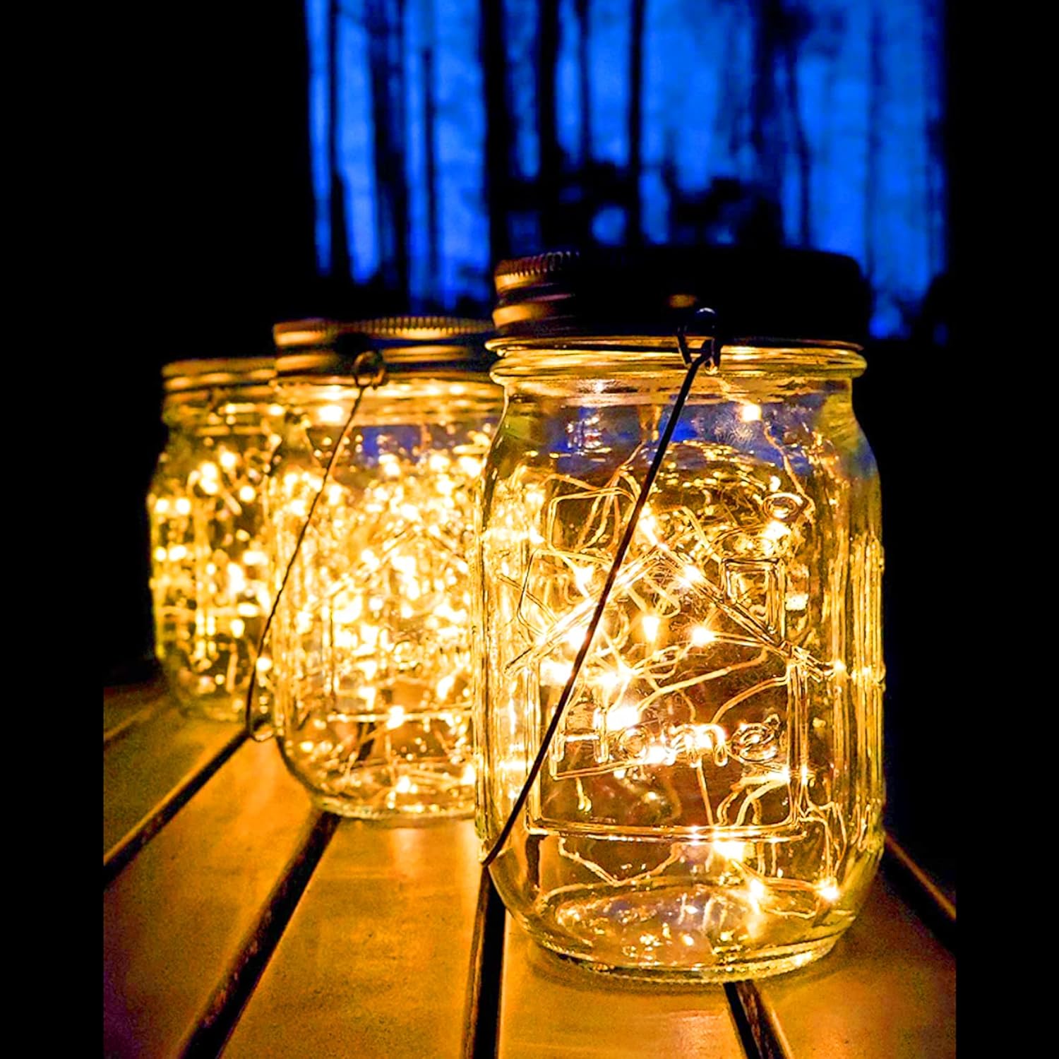 Solar Mason Jar Lights,4 Pack 30 Led Starry Fairy String Hanging Jar Lights,Solar Lanterns for Outdoor Patio Party Garden Wedding Christmas Decorations Lights(Mason Jars/Handles Included)