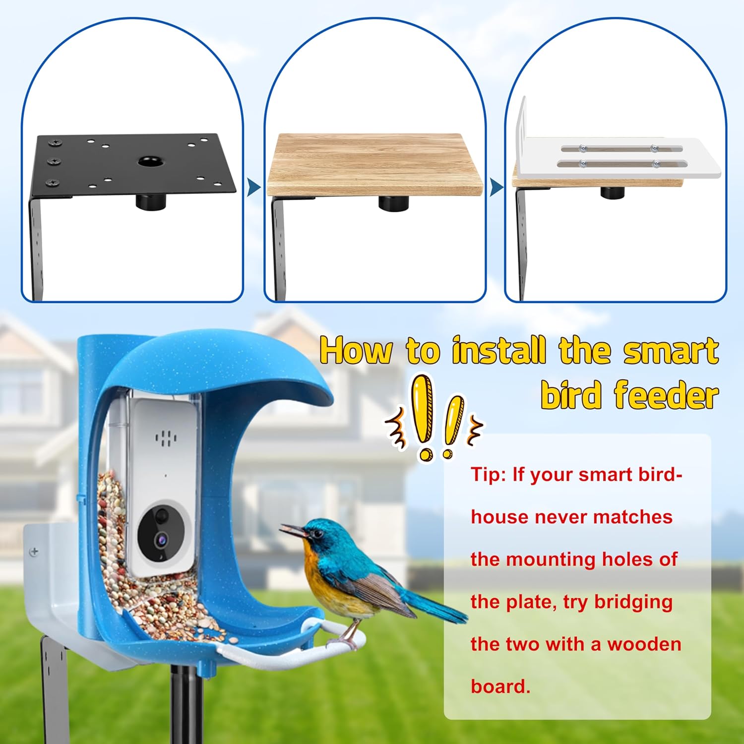 XDW-GIFTS Bird House Pole, 1 Pack 109 Inch Metal Bird Feeder Pole for Outdoor, with 5-Prong Heavy Duty Base for Birdhouse Mounting, Weather Station