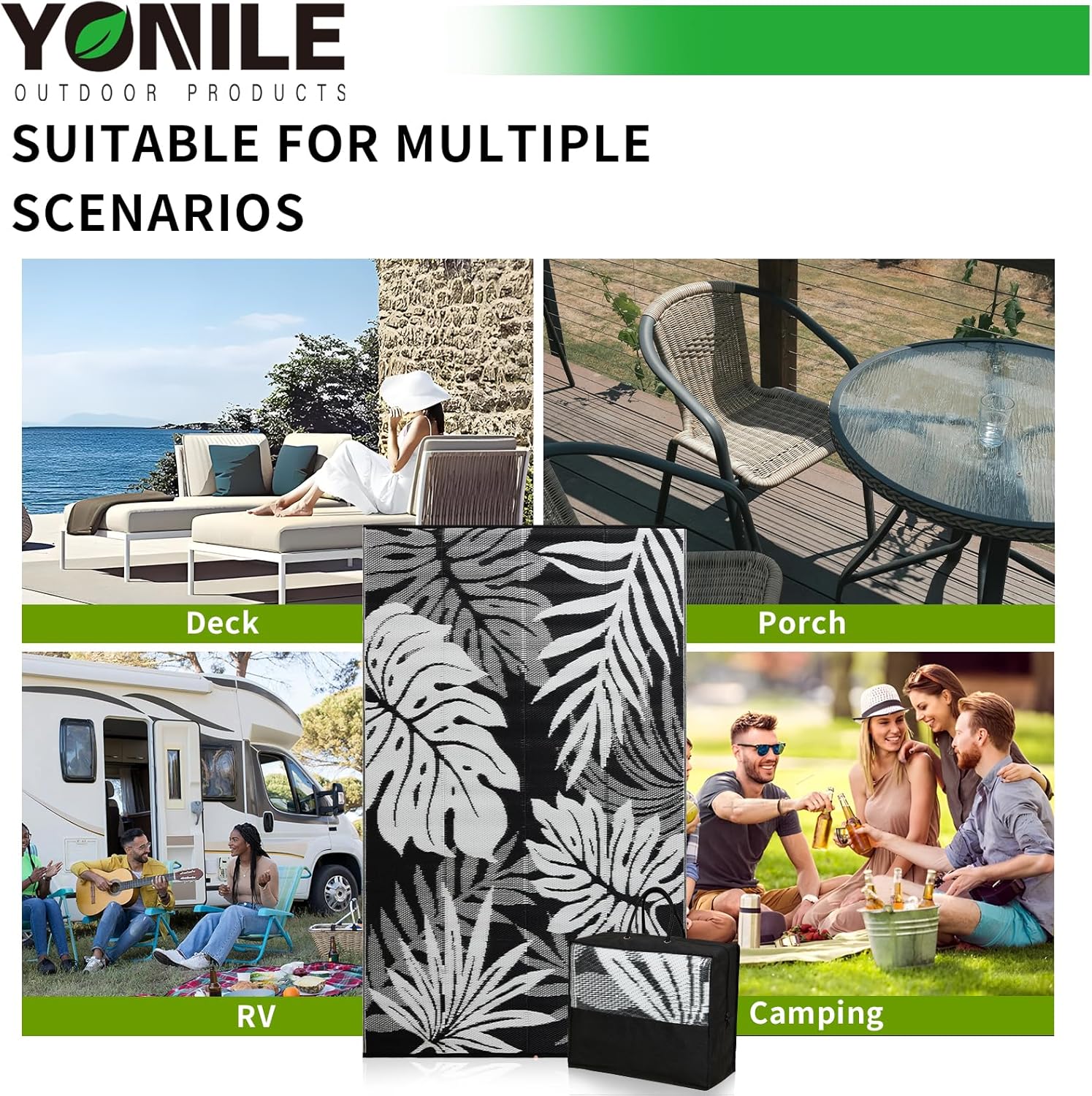 Outdoor Rug 8x10 ft Waterproof, Reversible Outdoor Plastic Straw Rug for Patios Clearance, Outdoor Area Rug Carpet RV Mat for Camping Backyard Deck Porch