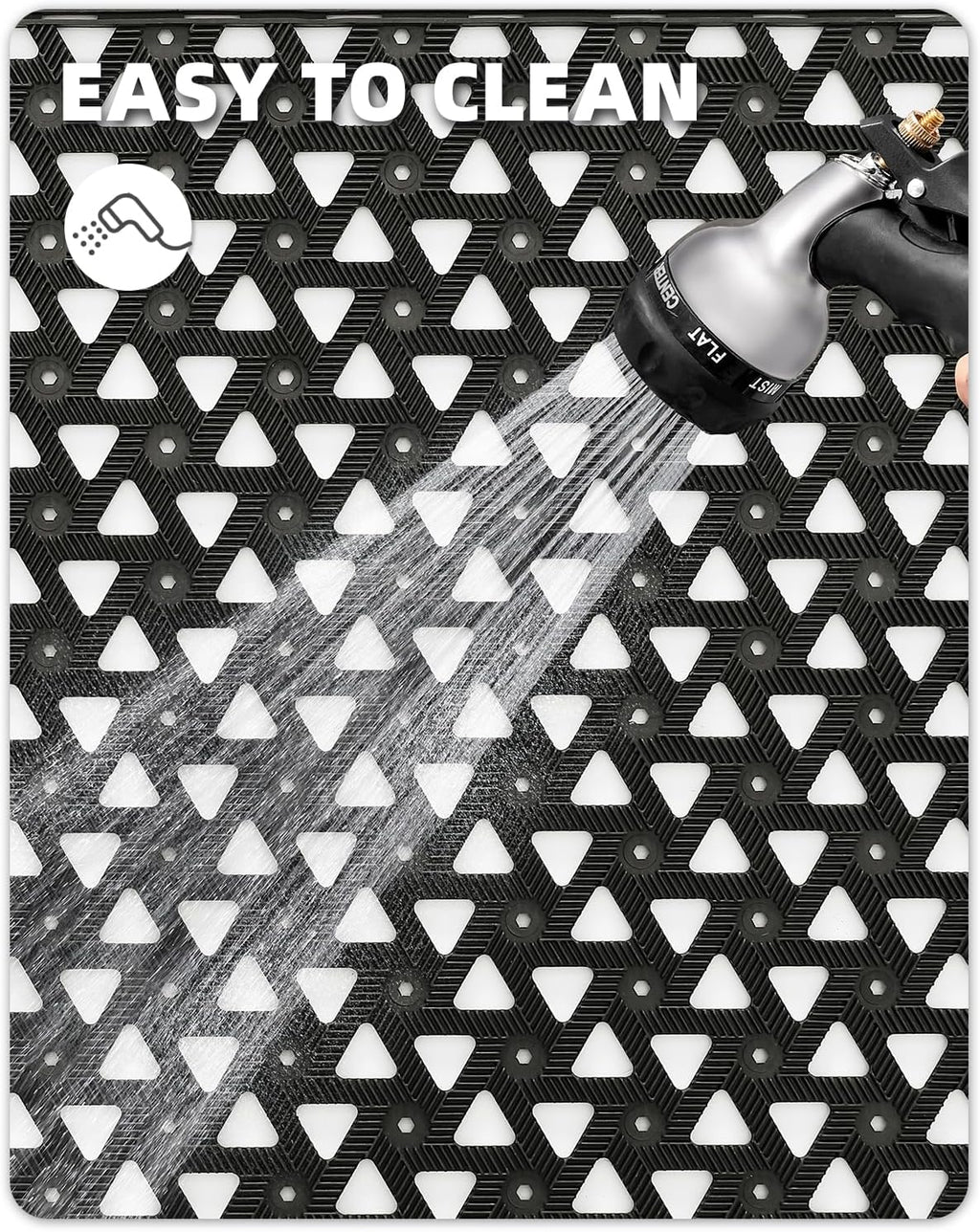 Color&Geometry Door Mat Outside Entrance with Drainage, Rubber Heavy Duty Dirt Trapper Waterproof Outdoor Welcome Mat, Outdoor Mats All Weather for Front Back Door Patio Entryway Entry, 24"X36" Black