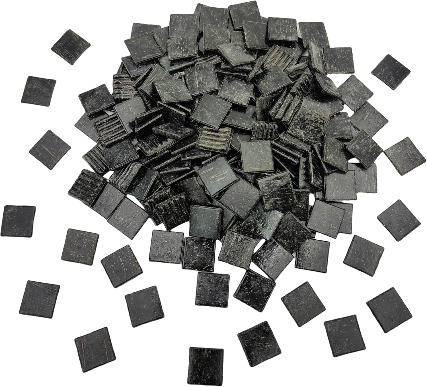 3/4 inch Quartz Glass Mosaic Tiles for Crafts, 1.1 LB, Square Mosaic Pieces for DIY Picture, Home Mosaic Decoration (Black)