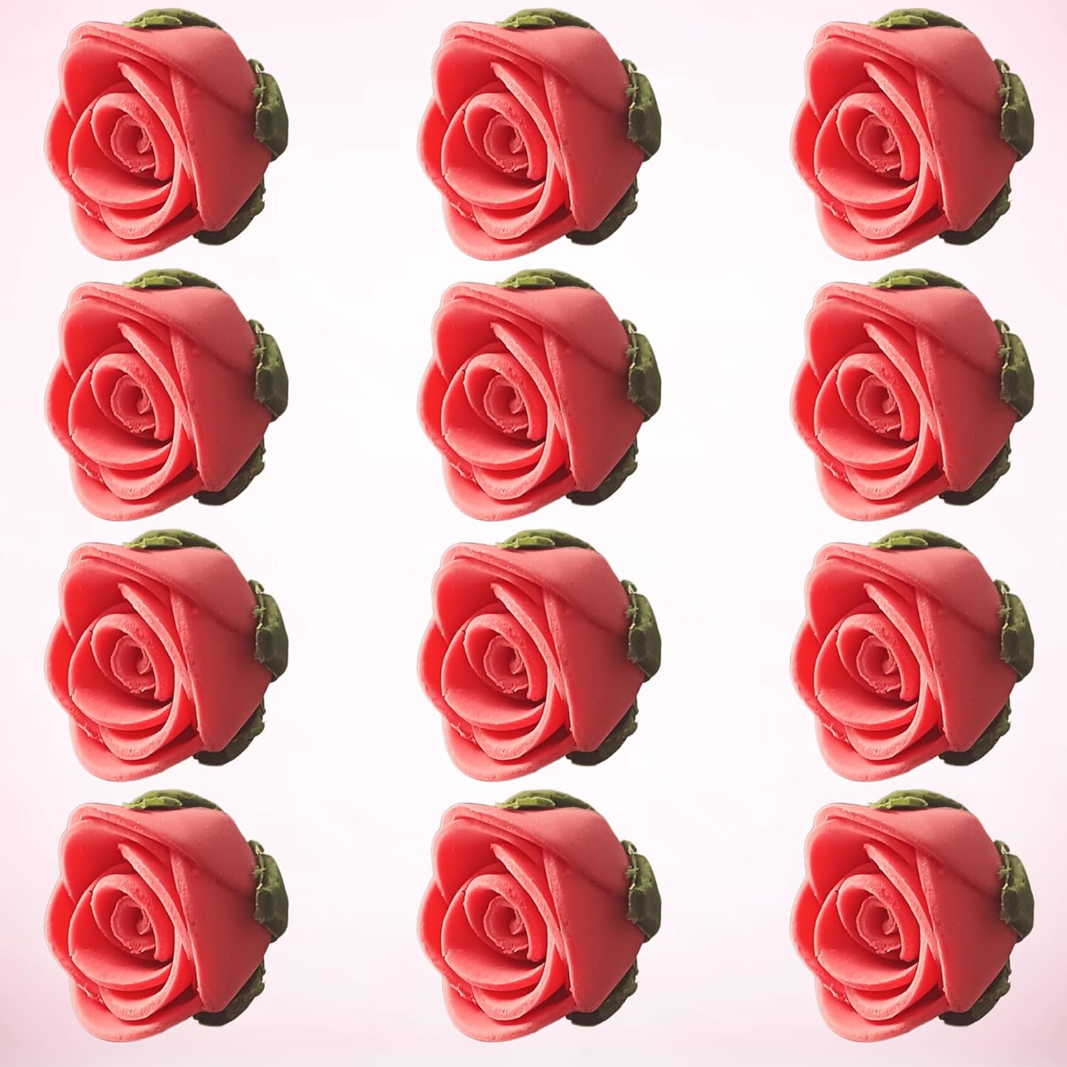 Confect Edible Coral Rose Cake Toppers | Handmade Edible Roses for Cakes, Cupcakes & Donuts | Floral Sugar Decorations for Wedding, Birthday & Festive Desserts – Pack of 12