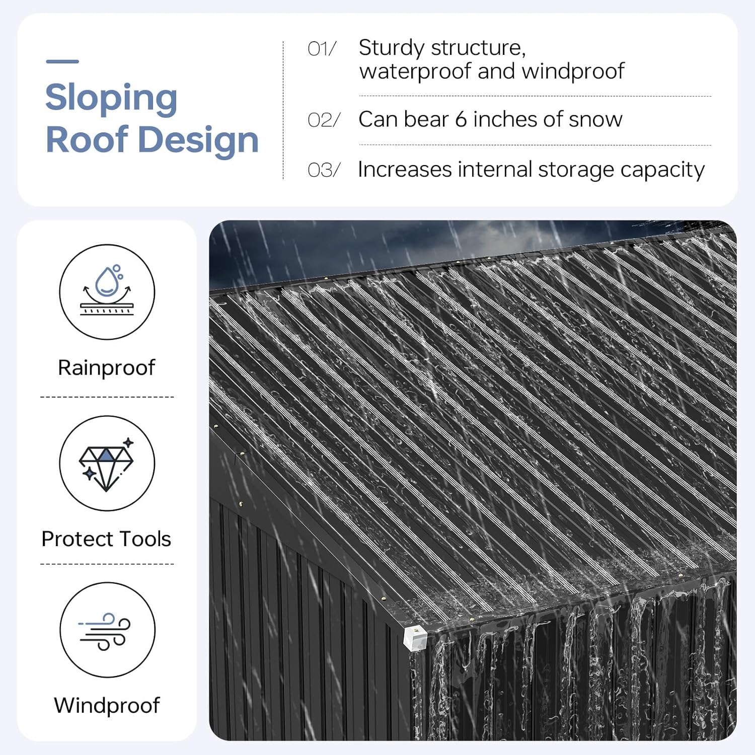 6x4 FT Outdoor Storage Shed with Base, Metal Garden Tool Shed with Sloping Roof & Lockable Door for Patio Lawn Backyard (Black with Base)