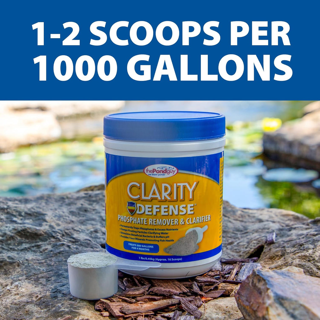 The Pond Guy Clarity Defense Water Garden Flocculant, Clear Cloudy Water, Stimulate Beneficial Microbe Growth, Fish, Plant & Animal Safe, 3 lbs