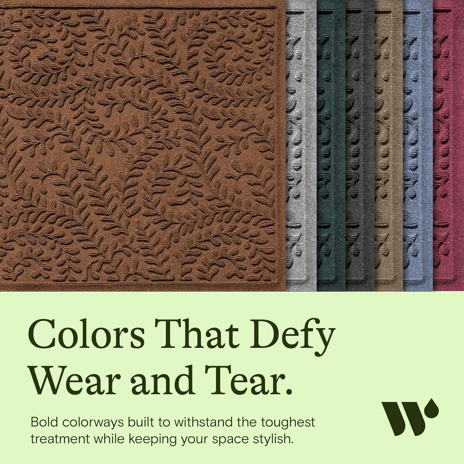 WaterHog Indoor/Outdoor Door Mat, 3' x 5', Made in USA, Durable & Skid-Resistant Front Door Rug, Decorative, Water-Trapping & Heavy-Duty Entryway Mat for Your Home, Boxwood Collection, Dark Brown