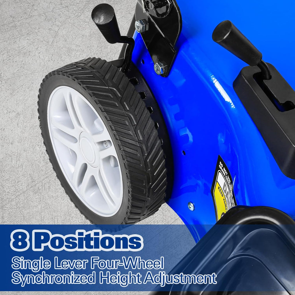 BILT HARD 21 Inch 201cc 4-Cycle Engine Push Lawn Mower, 3-in-1 Gas Lawn Mower with Bagging, Mulching and Side Discharge, Easy Start with Adjustable 8-Positions Cutting Height for Lawn, Yard, Garden