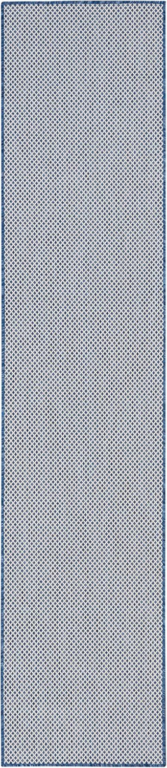 Nourison Home Courtyard Indoor/Outdoor Ivory Blue 2'2" x 8' Area Rug, Easy Cleaning, Non Shedding, Bed Room, Living Room, Dining Room, Backyard, Deck, Patio (2x8)