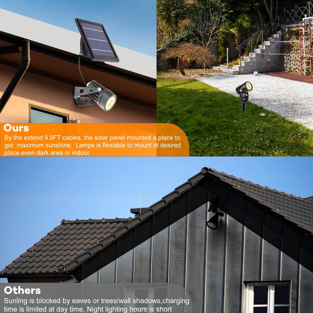 SUNLONG Solar-Powered Cast Aluminium Warm White LED Spotlight for Outdoor Garden Yard Landscape Tree Uplight Downlight