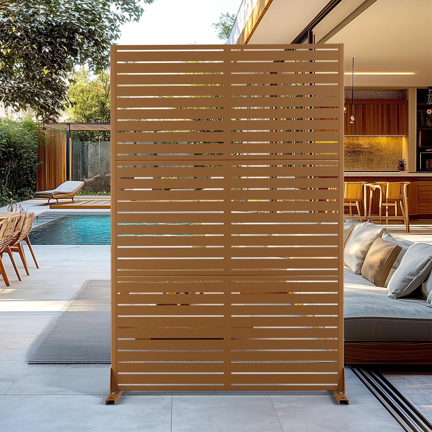 Outdoor Privacy Screen,72" H×47" W Metal Privacy Screen, Freestanding Privacy Fence Panels for Patio