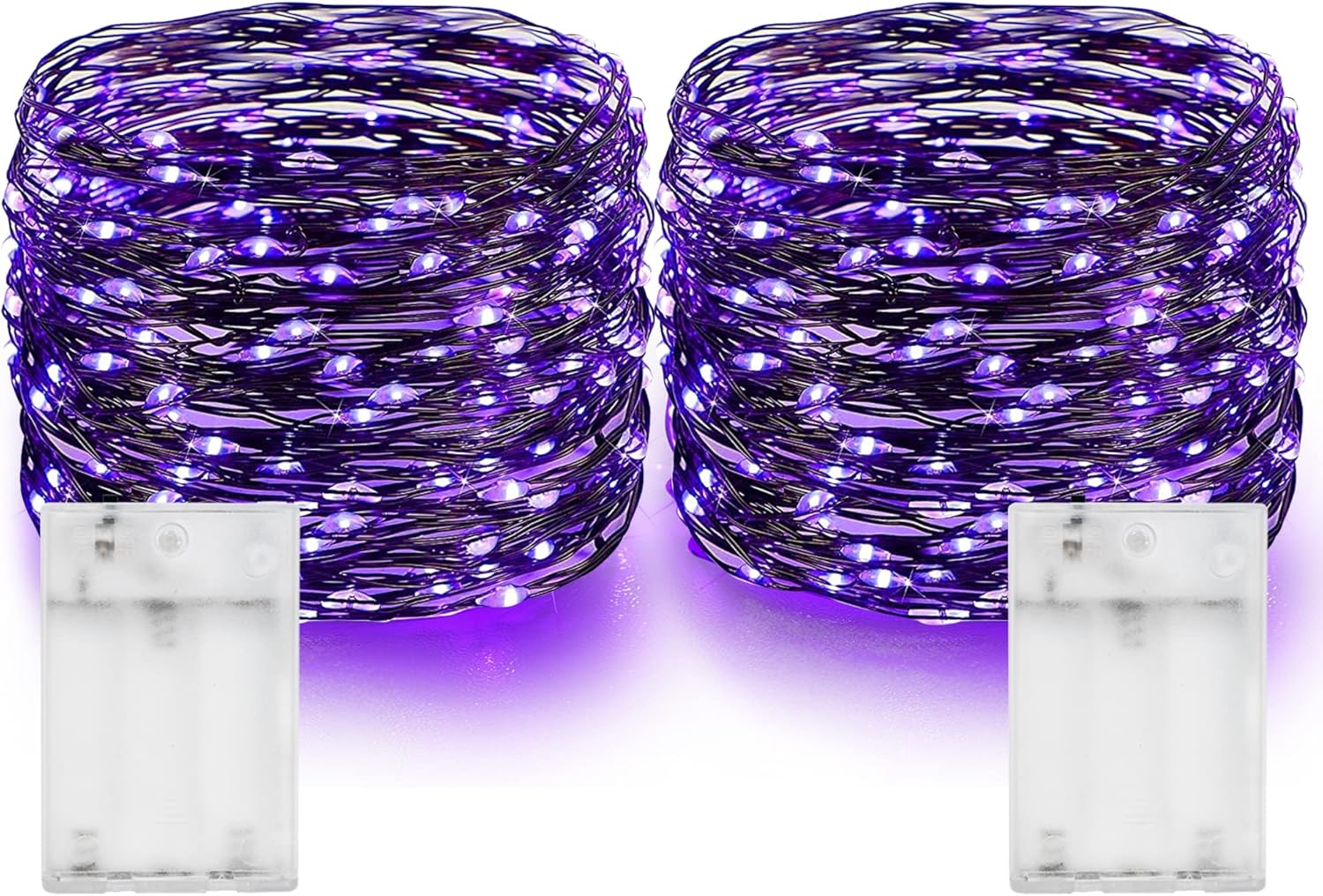 Dazzle Bright Fairy String Lights, Total 40FT 120LED Copper Wire Battery Operated Waterproof Lights, Halloween Decorations for Indoor Home Outdoor Garden Patio Party Decor (Purple, 2)