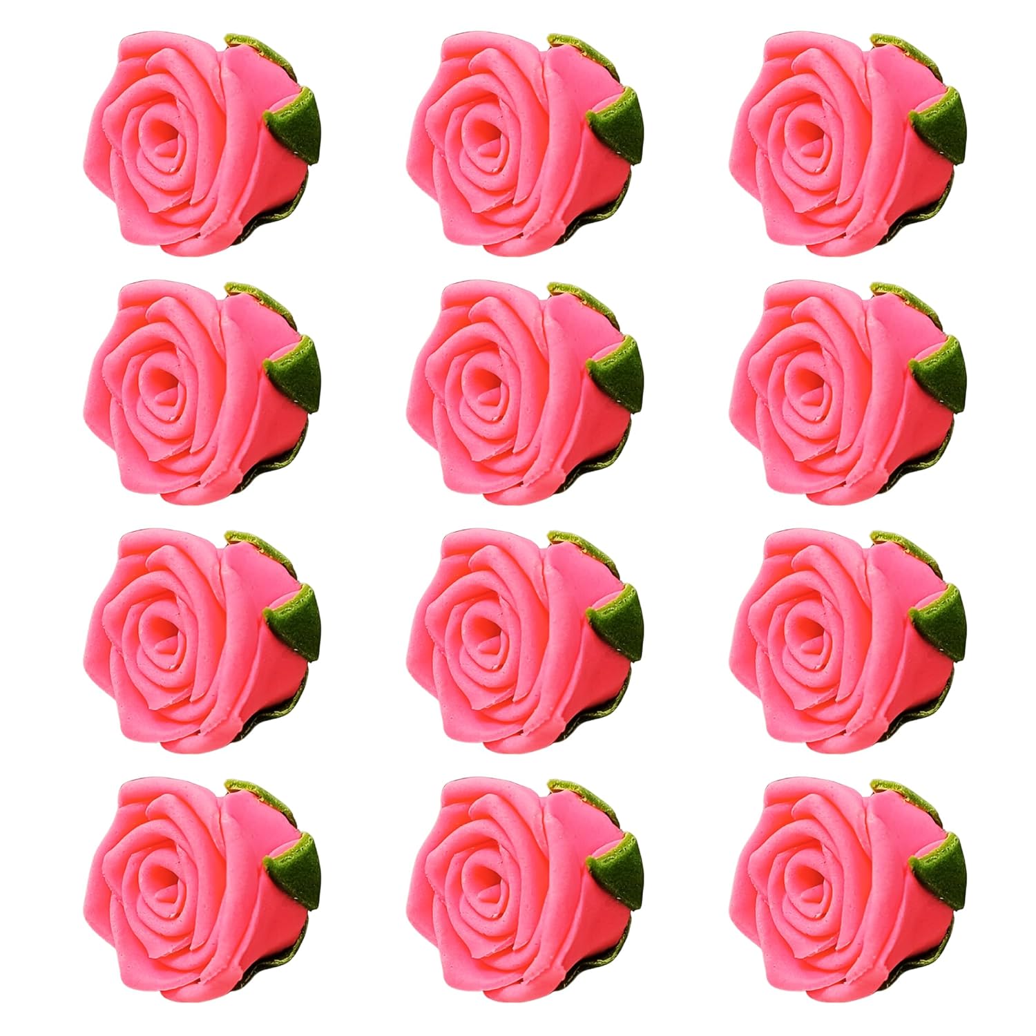 Confect Hot Pink Edible Roses – 12 Pack for Cake & Cupcake Decorating – Vegan, Gluten-Free Floral Toppers for Desserts, Nut-Free & Dairy-Free