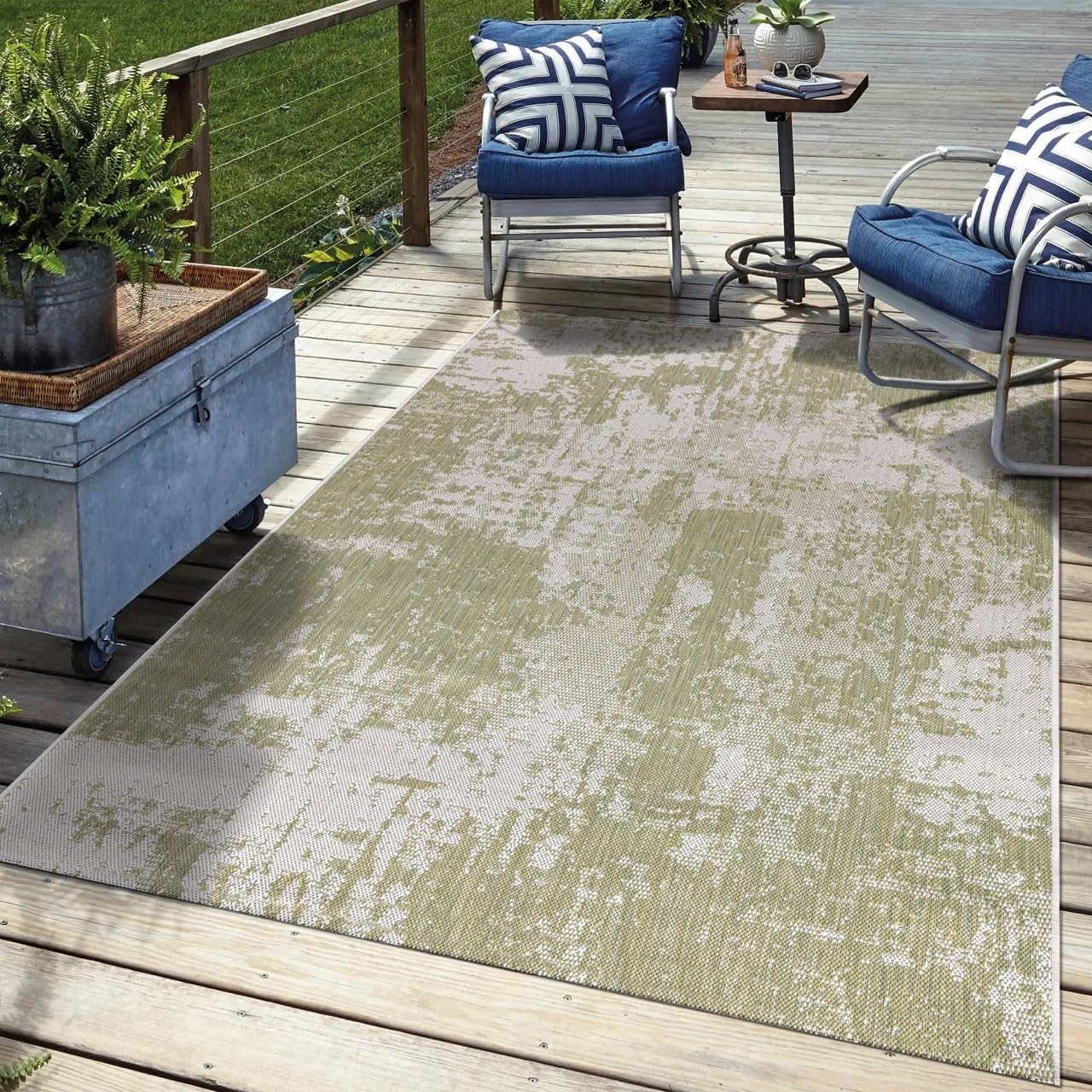 Keen Home Design Terrace Outdoor Area Rug - 6x9 Washable Indoor/Outdoor Rug for Patio, Kitchen, Balcony, Beach, Garden, Deck and Porch, Size: 6'x8'10"