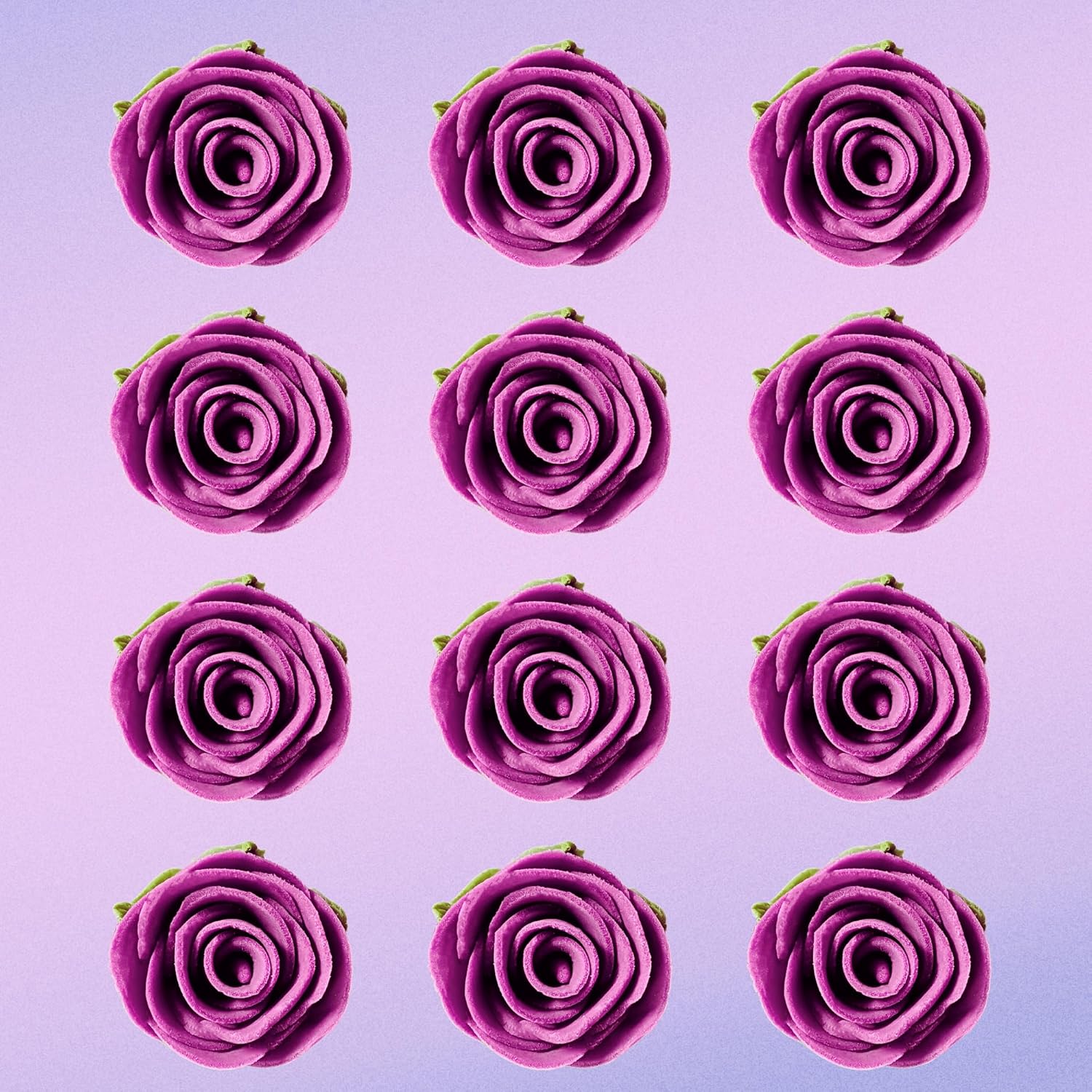 Confect Edible Rose Cake Toppers For Cupcakes & Doughnut Edible Toppers Roses for Cake Decorations - Fuchsia Pink | Vegan, Gluten-Free, Soy-Free, Dairy-Free, Palm Oil-Free -Pack of 12