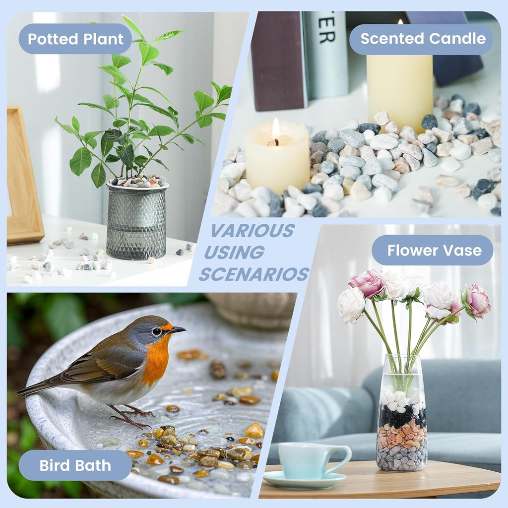 SIDONG 10 LB Natural Mixed Color Gravel Pebbles, 2/5 Inch Small Pea Gravel Stones, Decorative River Rocks for Succulents, Aquariums, Vases, Indoor Plants, Garden Landscaping, DIY