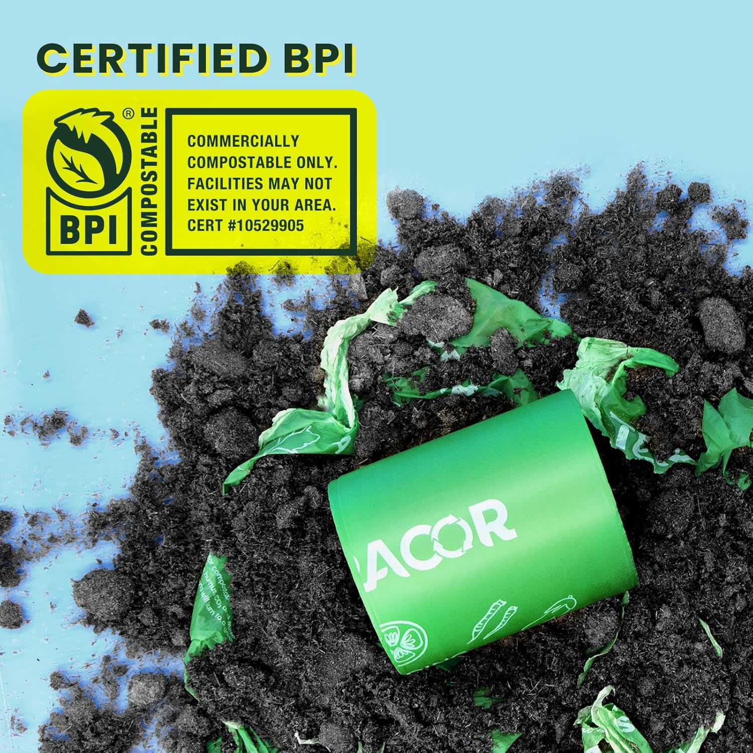 Compost Bags, 3 Gallon Compostable Food Scrap Bags Handle Tie,200 Count (Pack of 2),Certified by BPI and ASTM D6400