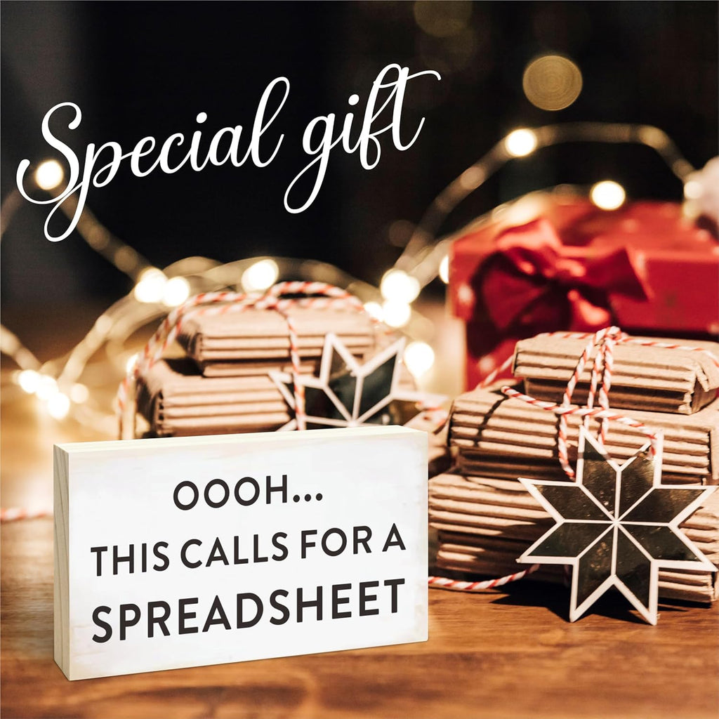 Rustic Wooden Block Sign - Oh This Calls For A Spreadsheet - 5"X3" Pine Wood Plaque, Home & Office Decor, Gift For Colleagues, HR, Friends, Desk & Tabletop, Shelf Accessories - A19