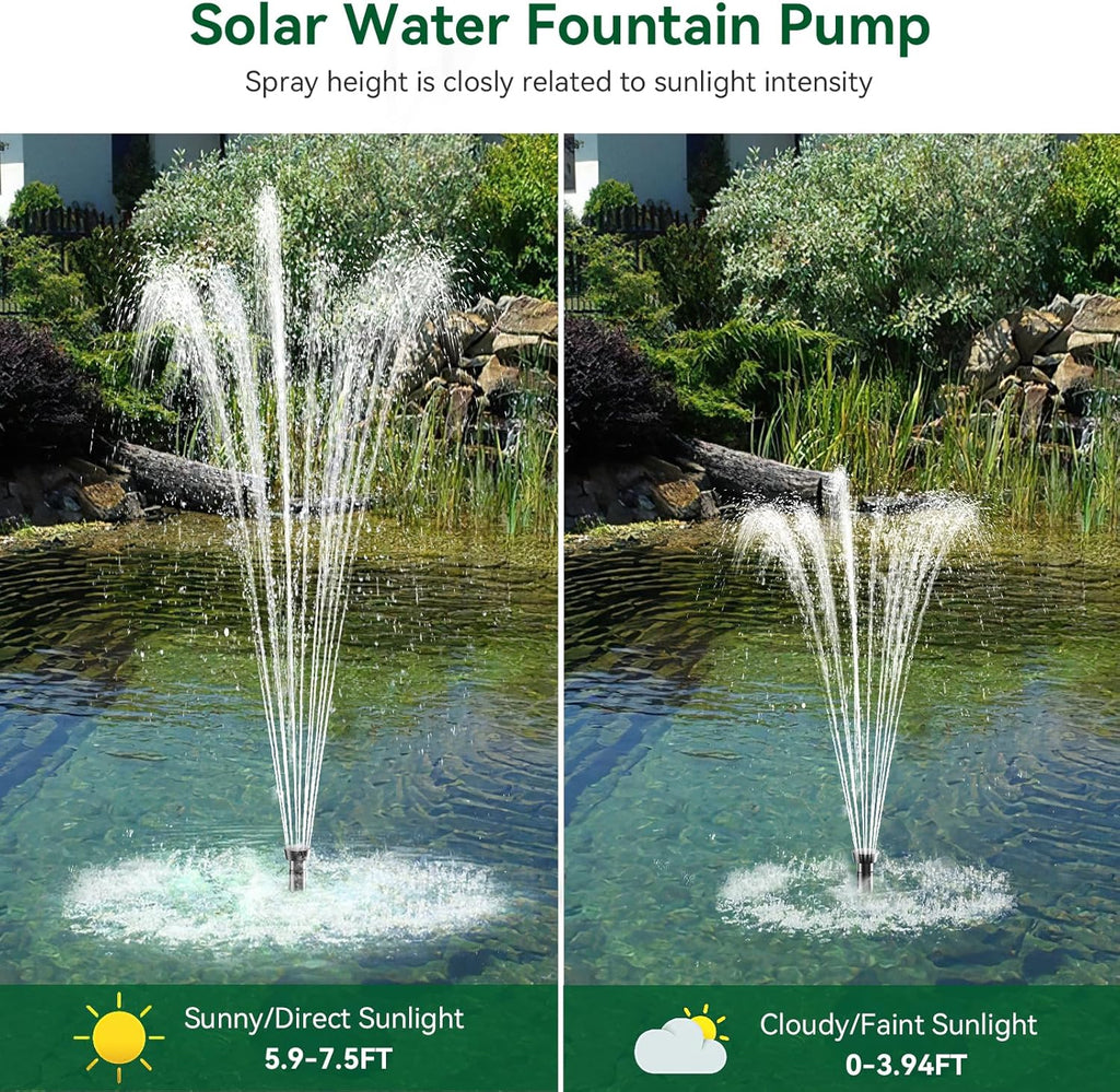 POPOSOAP Solar Water Pump Fountain,20W Solar Fountain Pump 320GPH Solar Powered Water Pump with Adjustable Flow, PVC Tubing and 16.4ft Cord Length for Ponds, Garden, Waterfall, Fish Pond
