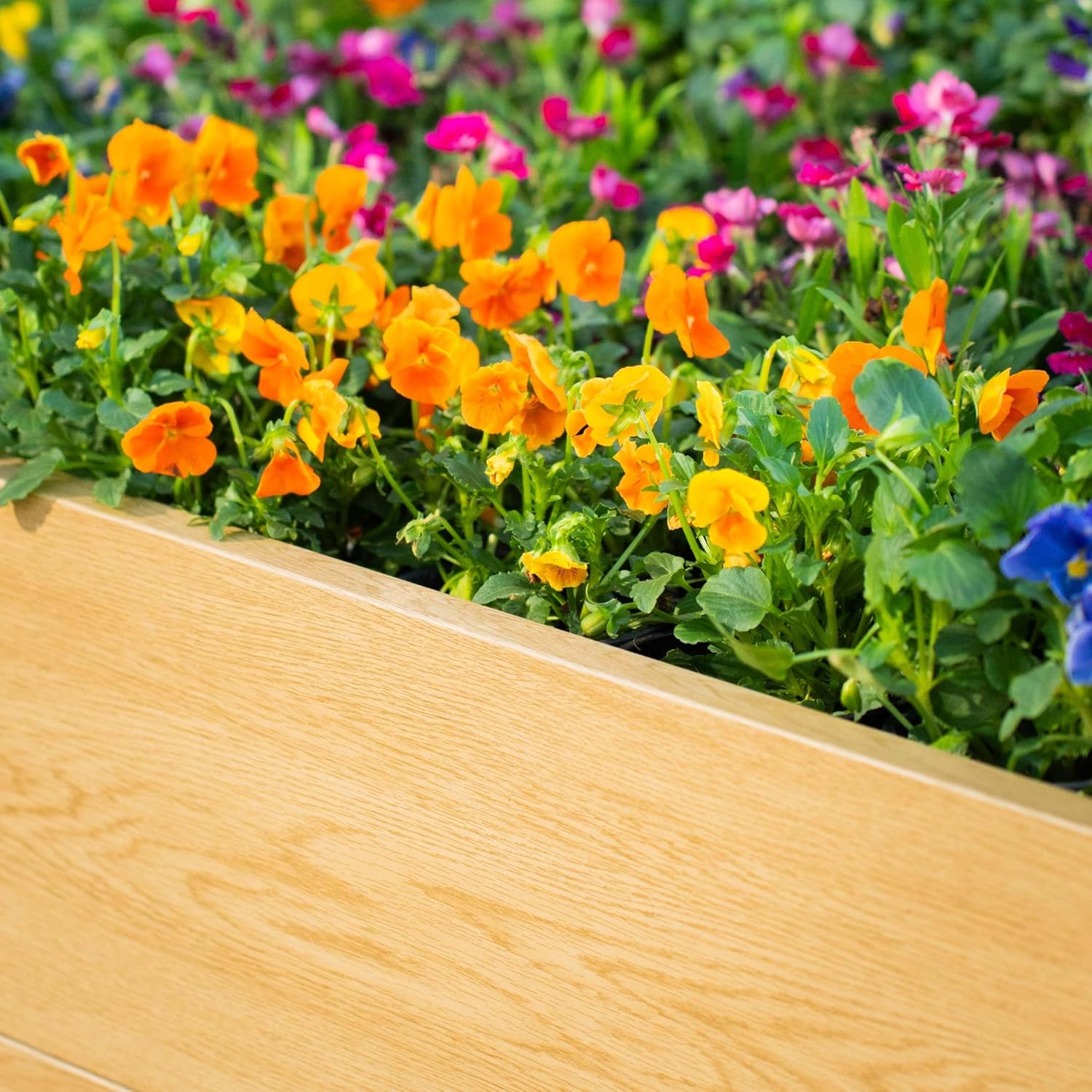 Woodgrain Series Raised Garden Bed, 4' x 4' Outdoor Wooden-Look Metal Planter Box for Gardening Vegetables Flowers Herbs