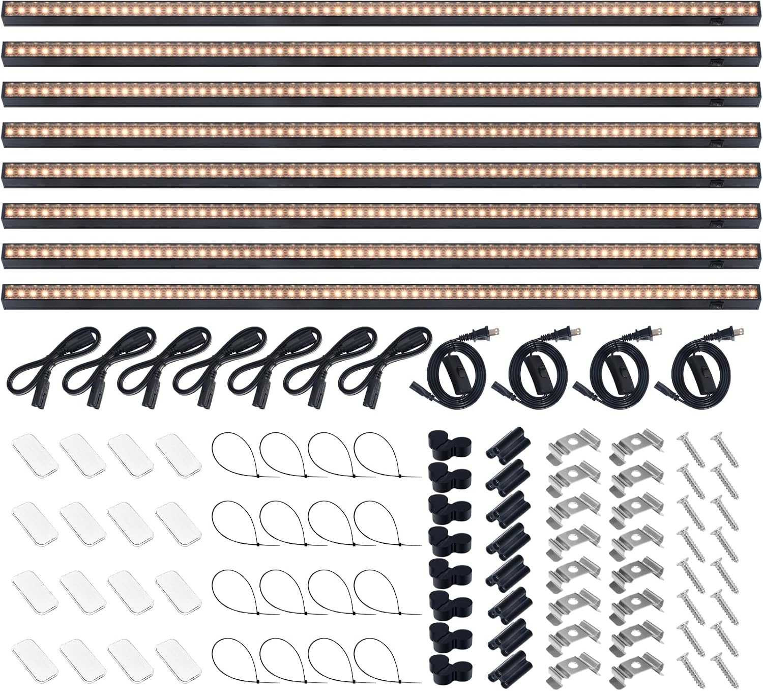 Barrina T5 Grow Lights for Indoor Plants, 3FT 128W (8 X 16W) Plant Grow Lights Indoor with Magnetic Bar, Linkable Plant Growing Lamps with Black Cover, Plug and Play, Yellow, 8 Packs