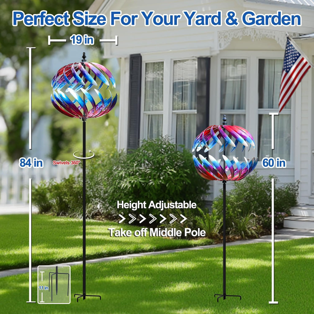 LimeHill Wind Spinners Outdoor, 84" Large Metal Wind Spinners for Yard and Garden, Wind Sculptures & Spinners with Stake, Windmill for Yard Ideal Gift for Family Friends