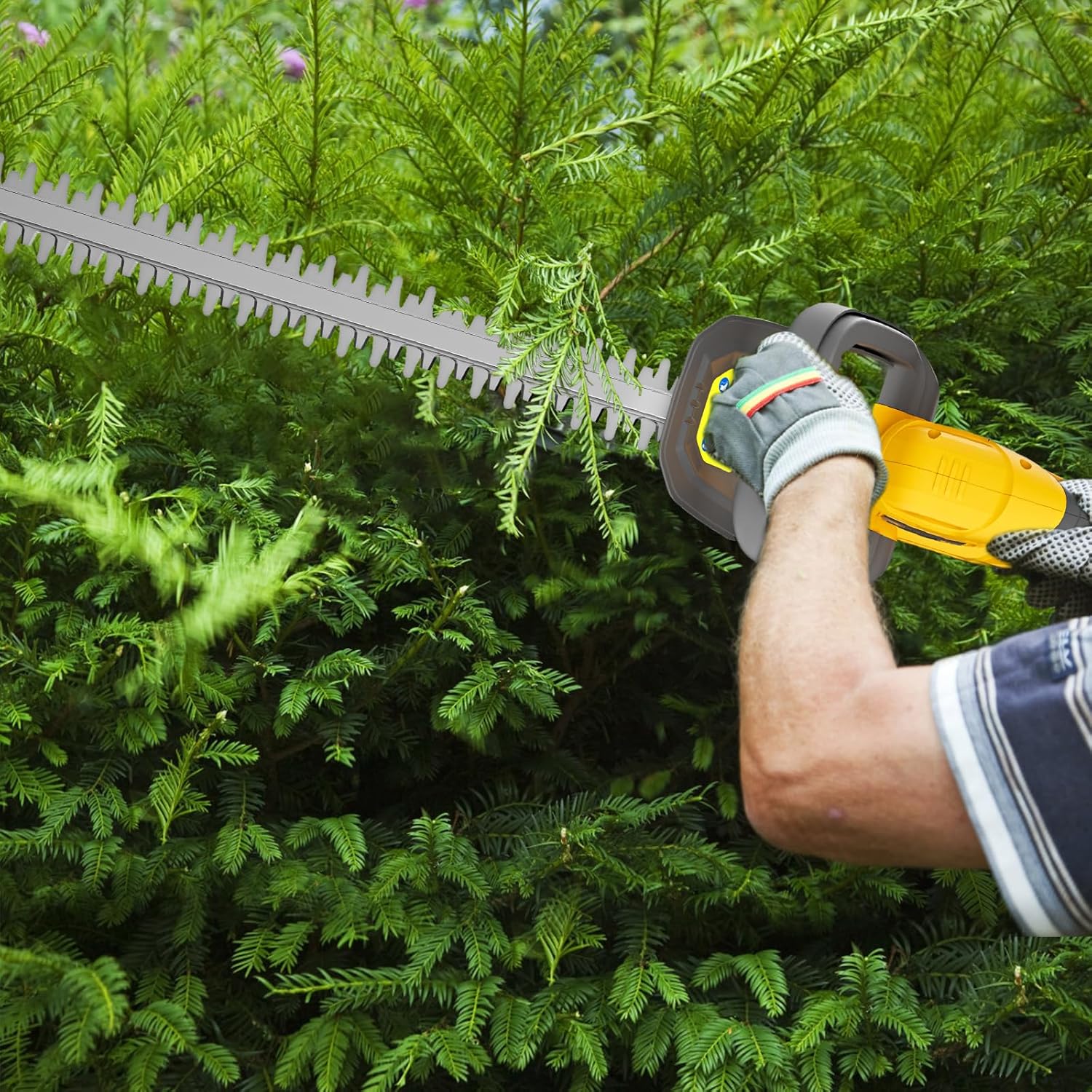 Hedge Trimmer Compatible for Dewalt 20V 60V DCB206 DCB609，Cordless Electric Hedge Trimmer with 1600RPM Brushless Motor, 22'' Dual-Action Blade with 3/5'' Cutting Capacity (NO Battery)