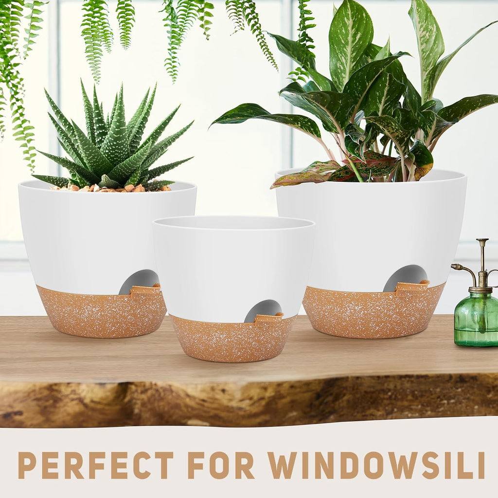 12" 10" 9" Large Self Watering Plant Pots, 3 Pack Flower Pots Planters with Multi Mesh Drainage Holes for Indoor Outdoor Garden Plants and Flowers