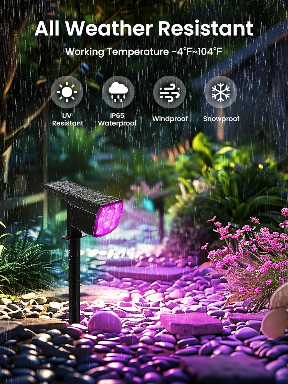 Solar Spot Lights Outdoor, 9 Lighting Modes RGB, Solar Lights Outdoor Waterproof IP65, 63 LED Landscape Spotlights for Halloween Christmas Decorations-1 Pack