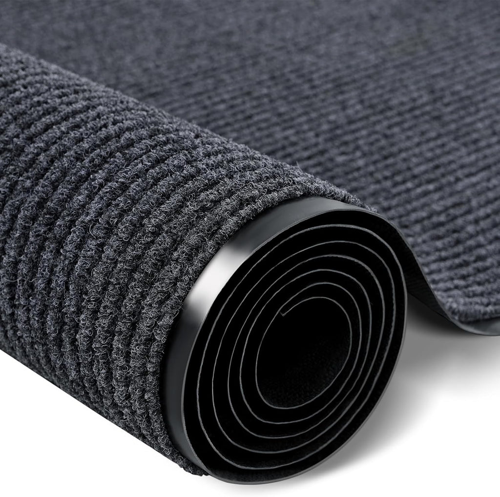 Rubber Door Mat About W3' ×L10' Heavy Duty Large Outdoor Indoor Mat Durable Entrance Doormat Waterproof Rubber Back Rugs for Home Entryway Patio Porch Office Business Areas (Grey)