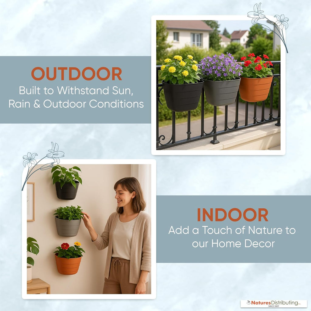 Terracotta Wall Planter – Self-Watering Hanging Garden Planter Indoor & Outdoor, 12 Inch Pot with Planter Grid for Flowers, Vegetables & Herbs – UV-Resistant, BPA-Free