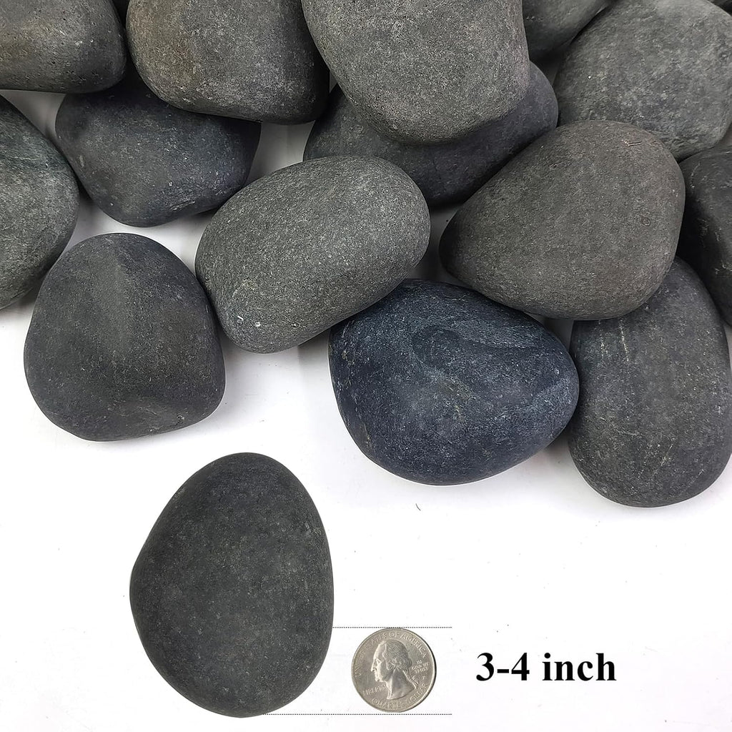 Black River Rocks for Landscaping, 3-4 Inch Premium Pebbles for Plants and Garden, Black Stones for Potted Plants, Fish Tanks, DIY Pathway and Backyard,Crafts, Walkways(40lbs Bulk)