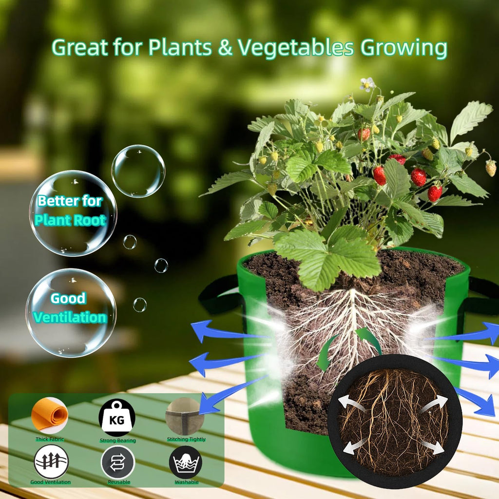 7-Pack 5 Gallon Grow Bags, Multi-Colored Planting Fabric Pots Garden Bags to Grow Vegetables,Flowers,Fruits, Tomato Growing Bag