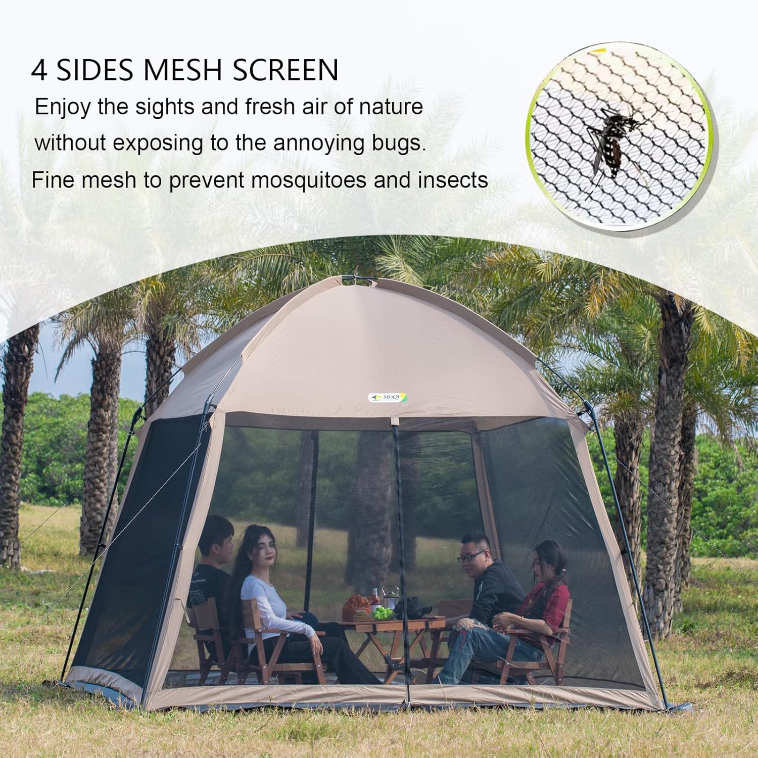 11x11 Ft Screen House Tent - Instant Pop Up Mesh Canopy Shelter with Waterproof & Sunshade Roof, Easy Setup for Camping, Backyard, Beach, Picnic