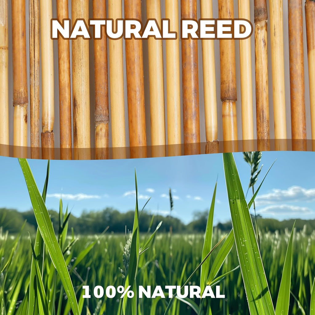 Natural Reed Fencing, Eco-Friendly Reed Fence, 4 feet High x 13.1 feet Long, Reed Screen for Backyard Patio Garden and More,Brown