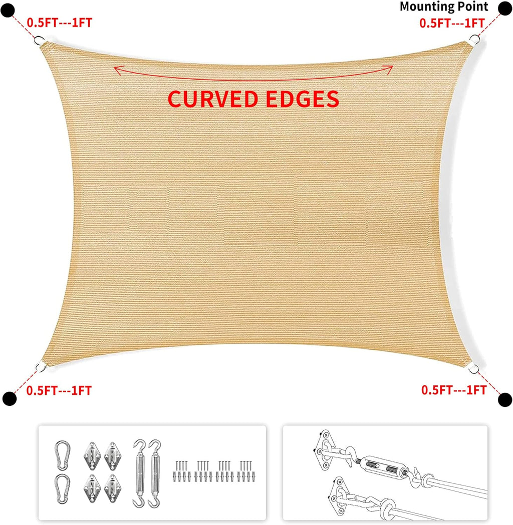 16' x 22' Sand Beige Rectangle Sun Shade Sail SSP1212 Canopy Durable Fabric UV Block Awning,We Make Custom Orders