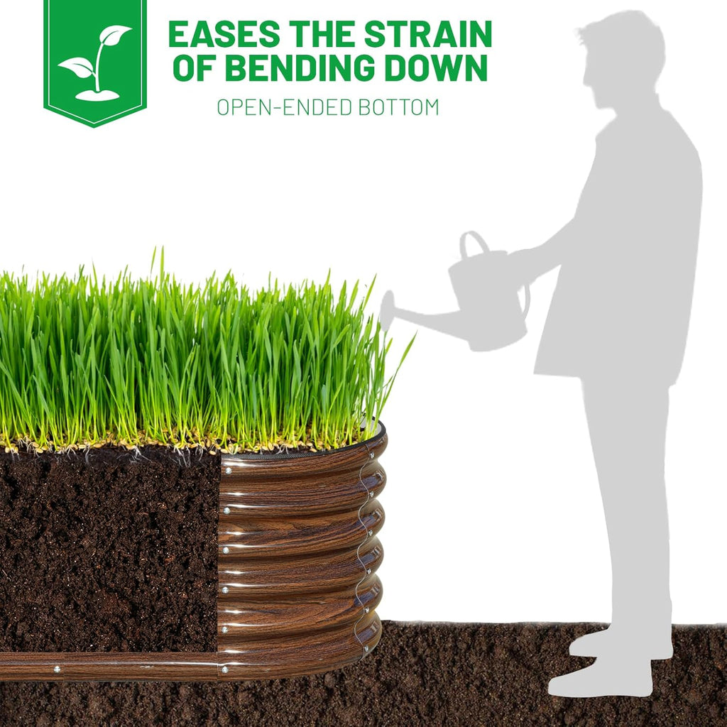 SnugNiture 3 Pcs 4x2x1.5ft Raised Garden Bed Outdoor, 17" Tall Galvanized Metal Planter Box, Raised Garden Bed Kit for Planting Vegetables Plants Fruits, Brown