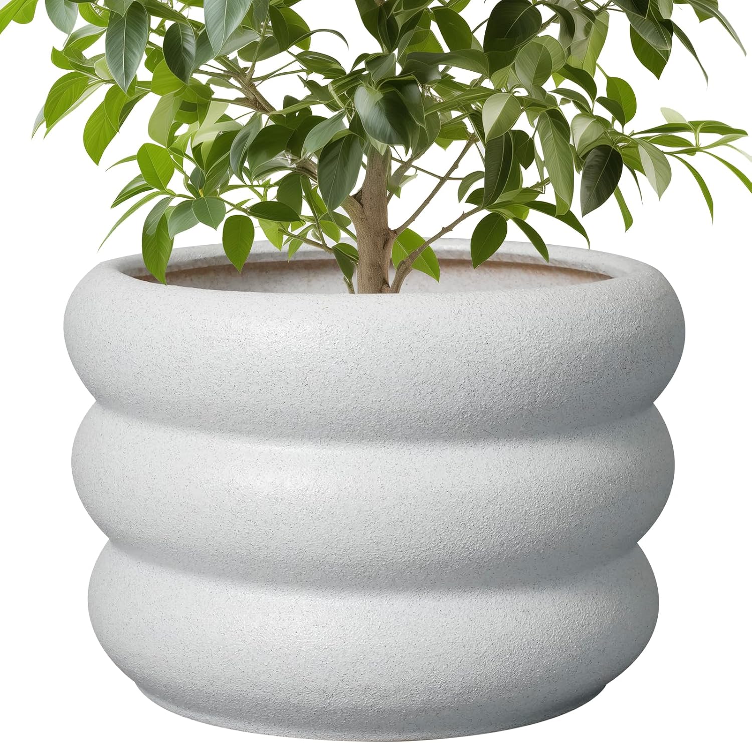 SQOWL Ceramic Planter Pot - 10 Inch Plant Pot with Drainage Hole Large Planter for Indoor Plants Outdoor Flower Pot Decorative Plant Pot for Garden Bathroom Decor White