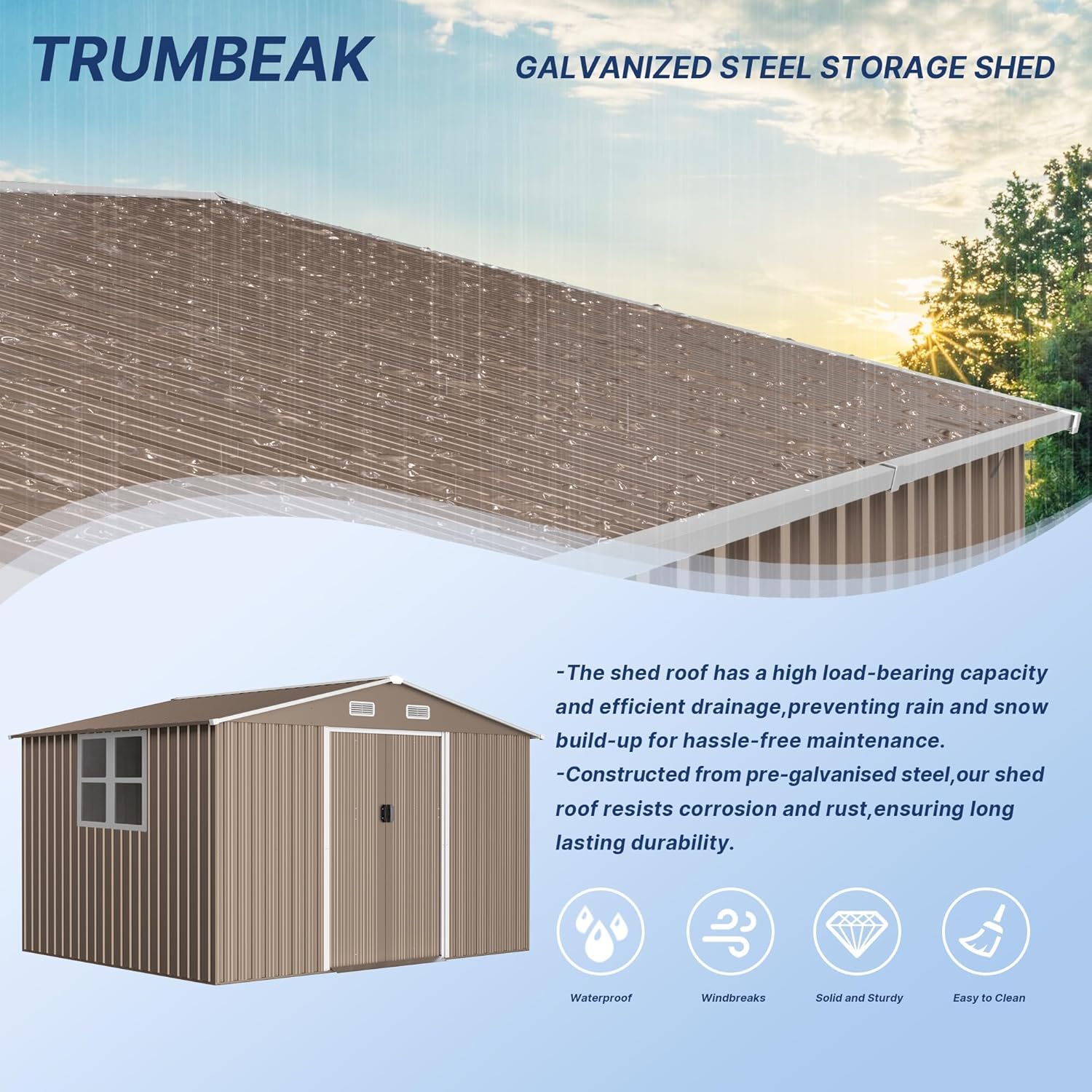 10FT x 8FT Metal Outdoor Storage Shed,Garden Sheds & Outdoor Storage w/Lockable Sliding Doors & Air Vent,Metal Shed for Backyard,Garden,Patio,Lawn