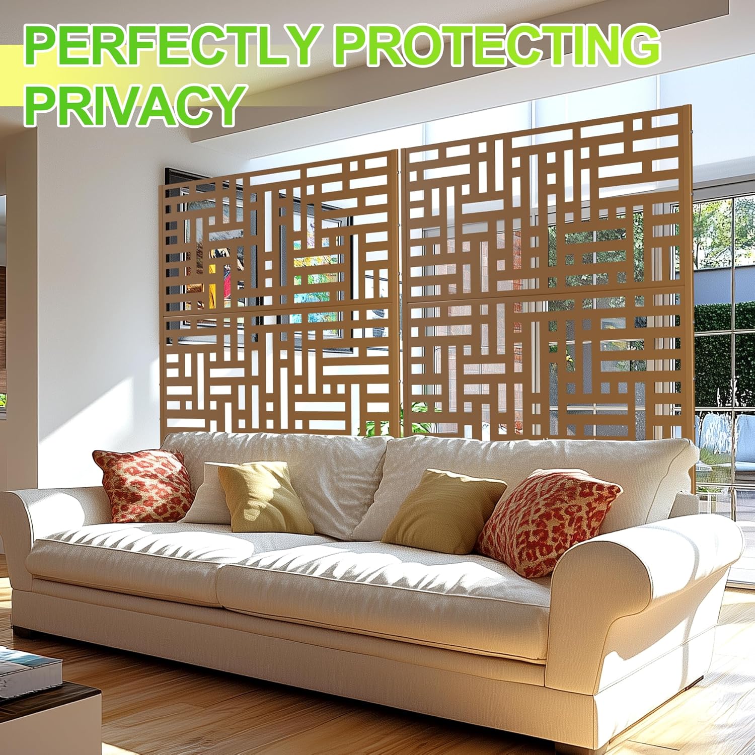 Outdoor Privacy Screen,72" H×47" W Metal Privacy Screen, Freestanding Privacy Fence Panels for Patio