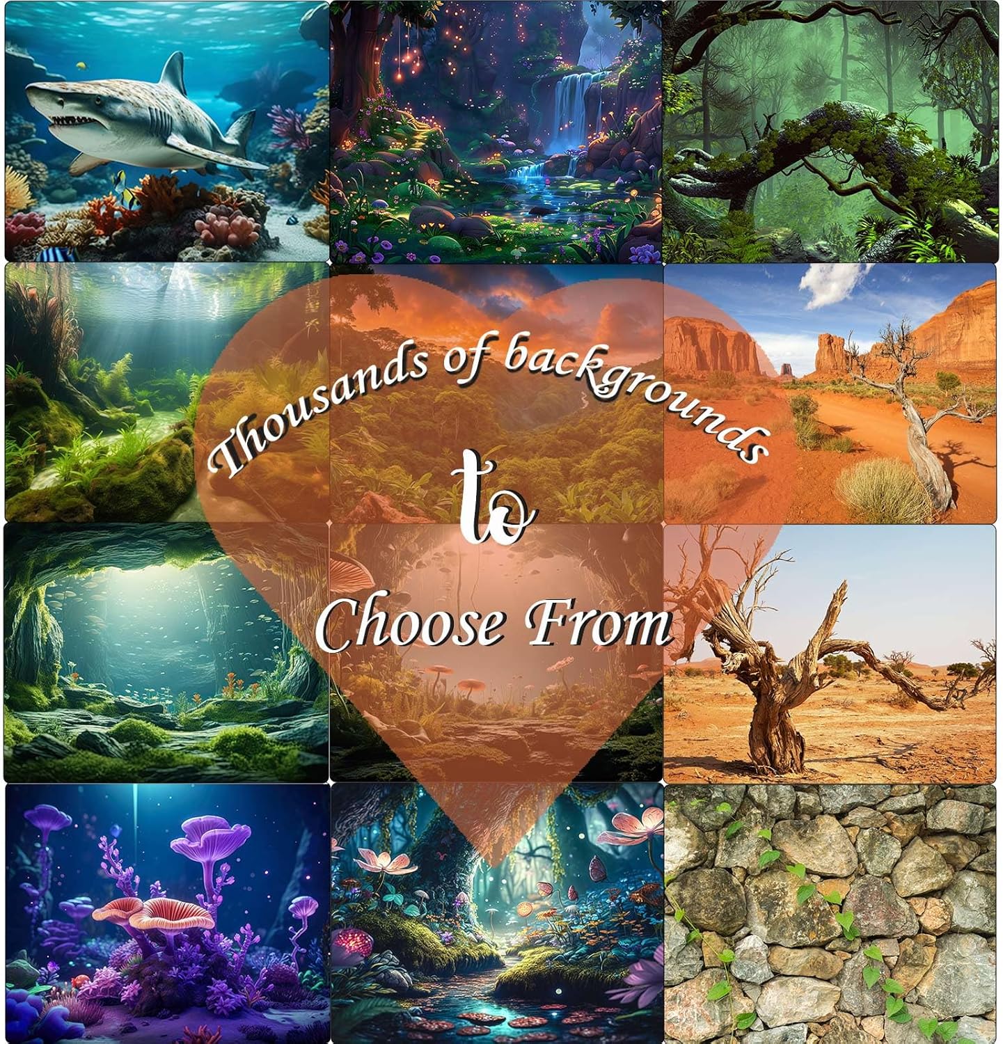 Aquarium Background Various Underwater Grass Plants Aquarium Backdrop Vivid and Fresh Green Aquatic Plants Stone River Bed and Dead Wood Yellow Stone Fish Tank Background 36x24in