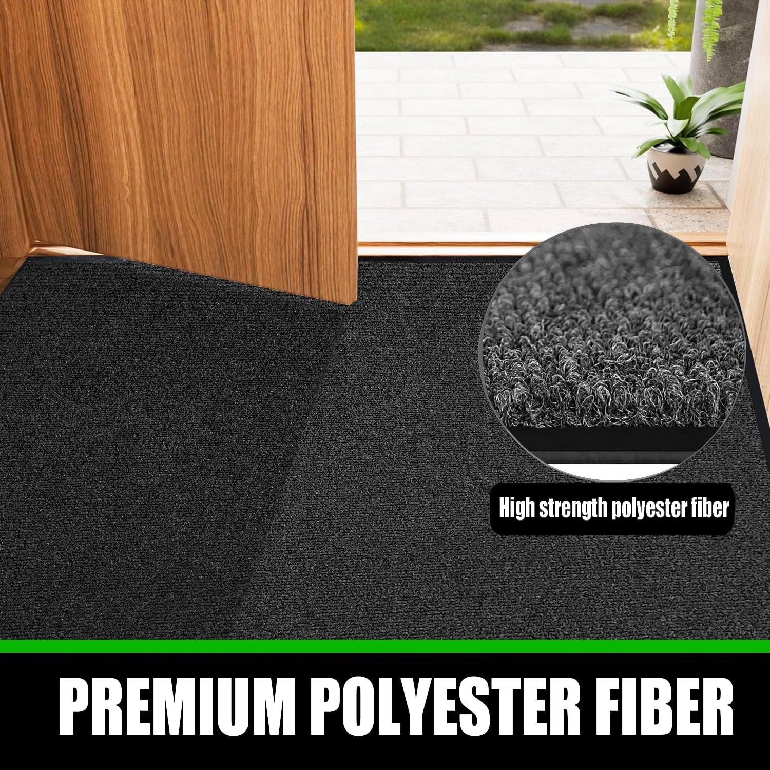 Commercial Grade Entrance Mat 4x6Ft Brush Step Entrance Rug with Striped Pattern&Rubber Border Indoor Outdoor Low Profile Rubber Entry Carpet Mat for Hallway,Home,High Traffic Area