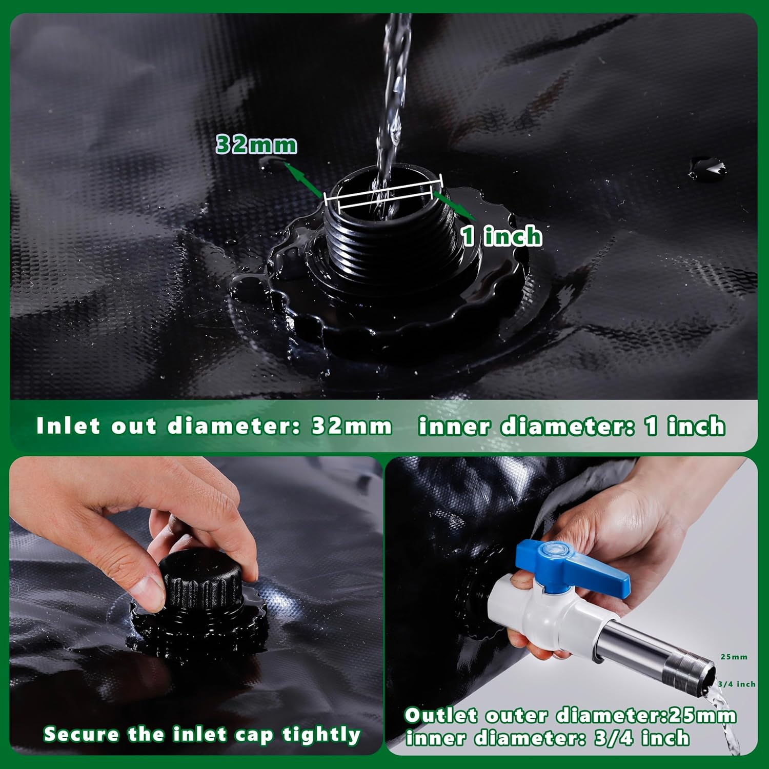 MXQMKL 3000 L/792.5 gal Water Bladder Storage Containers, Foldable Portable Water Tank Large Capacity Soft Water Bag, Drought Resistance, Fire Prevention, Emergency Water