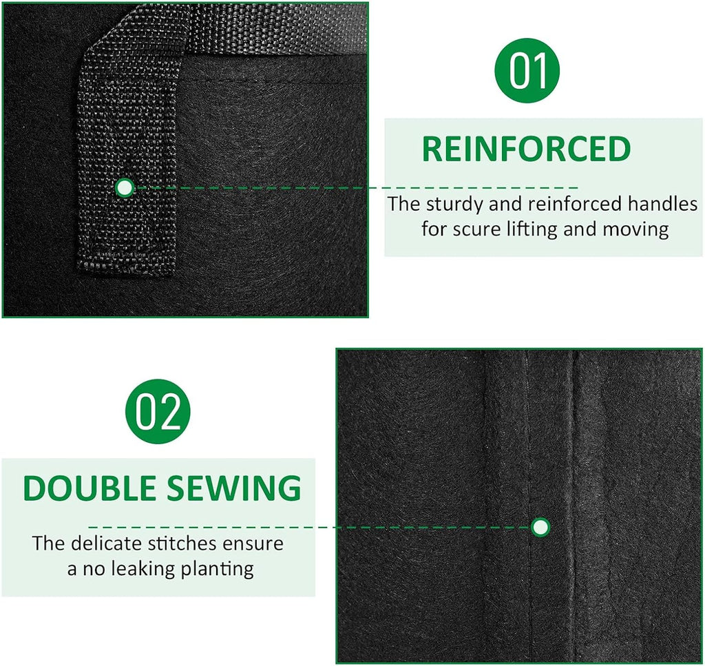 24-Pack 7 Gallon Thickened Non-Woven Grow Bags, Aeration Fabric Pots with Handles