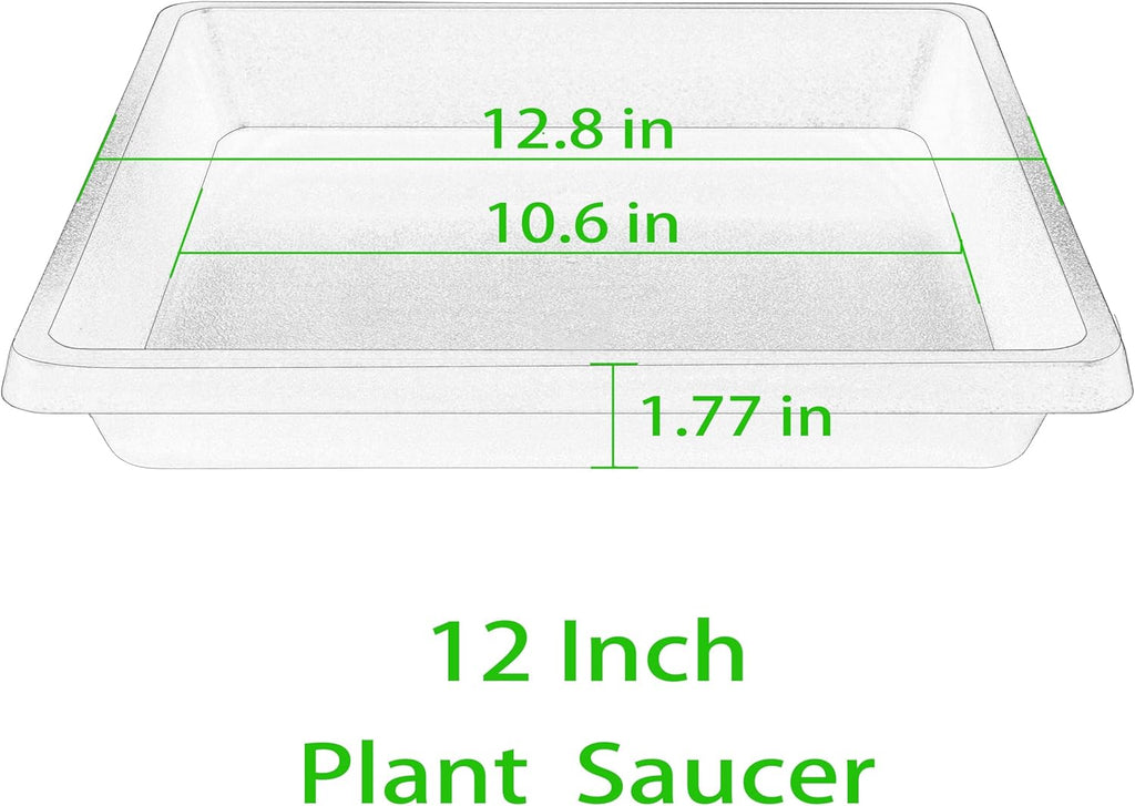 12 Inch 2 Pack Plant Saucer Square, Plant Saucers for Indoors and Outdoors, Flower Pot Saucers, Saucers for Potted Plants, Plant Water Catcher Trays for Pots (12"-Black)