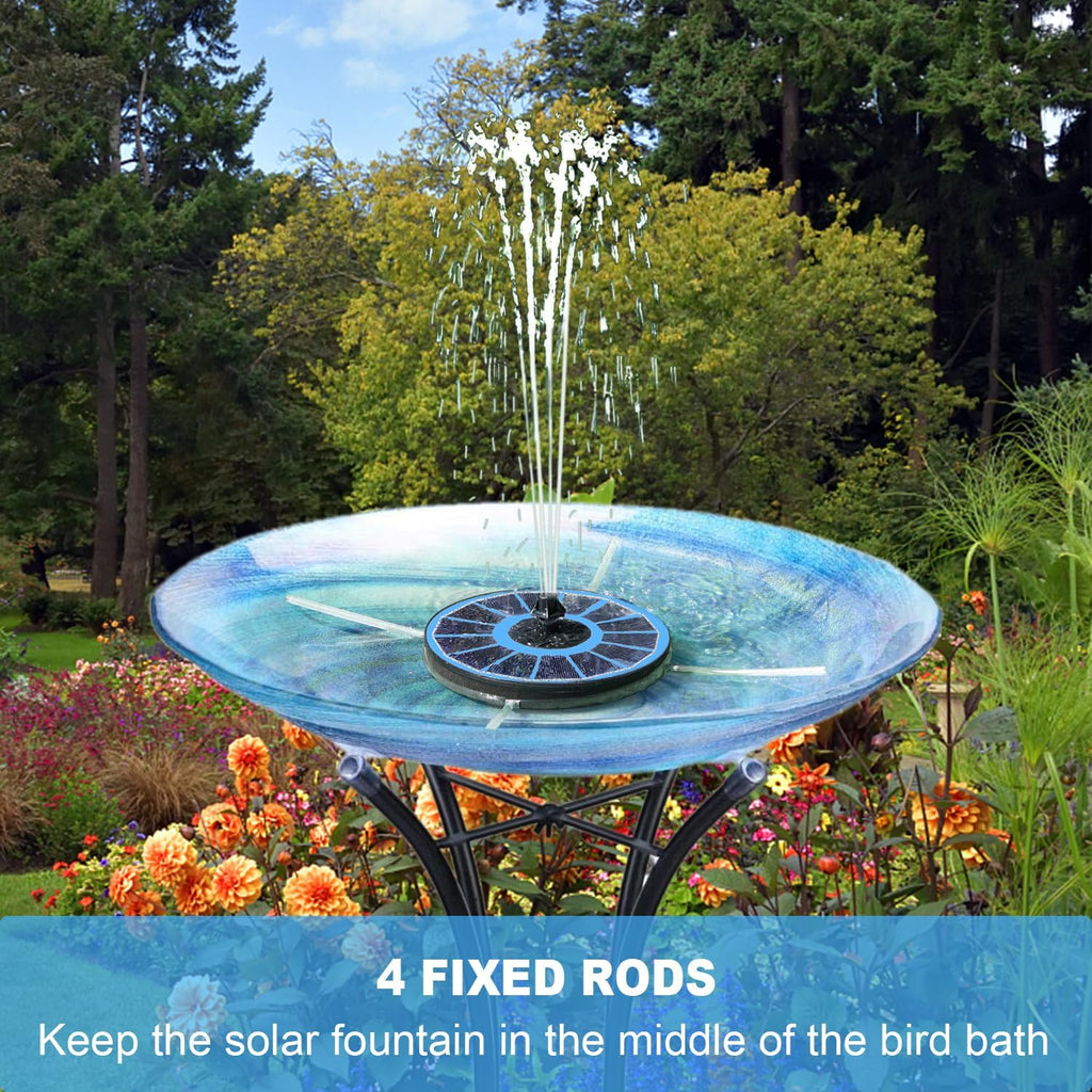 Solar Water Fountain with 2000 mAh Battery Backup Works in Cloudy, 3.5 W Glass Small Solar Fountain Pump with 7 Nozzles, Bird Bath Fountains Solar Power for Bird Bath, Hummingbird,Pond, Garden