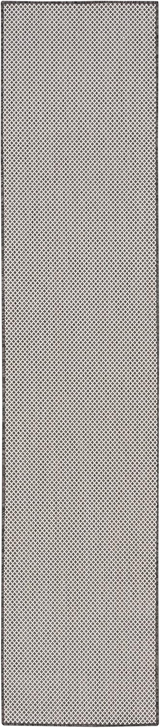 Nourison Home Courtyard 8' Runner Ivory Charcoal Fabric Modern Area Rug (8' Runner)