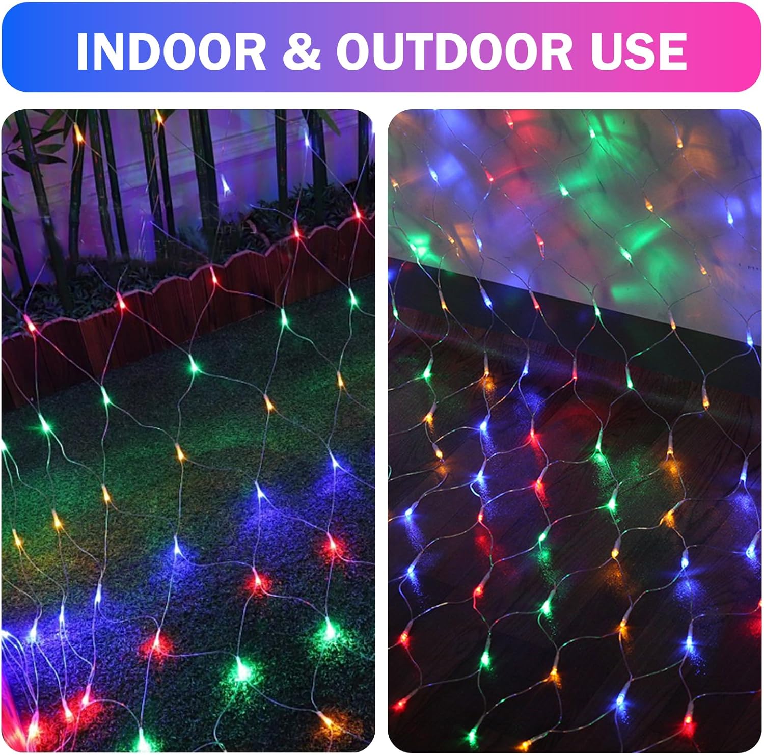 HeKation Christmas Net Lights Outdoor, 200 LED Bush Lights With 8 Modes, 6.6ft x 9.8ft, Timer, Connectable, Waterproof, for Halloween & Christmas Decorations Color