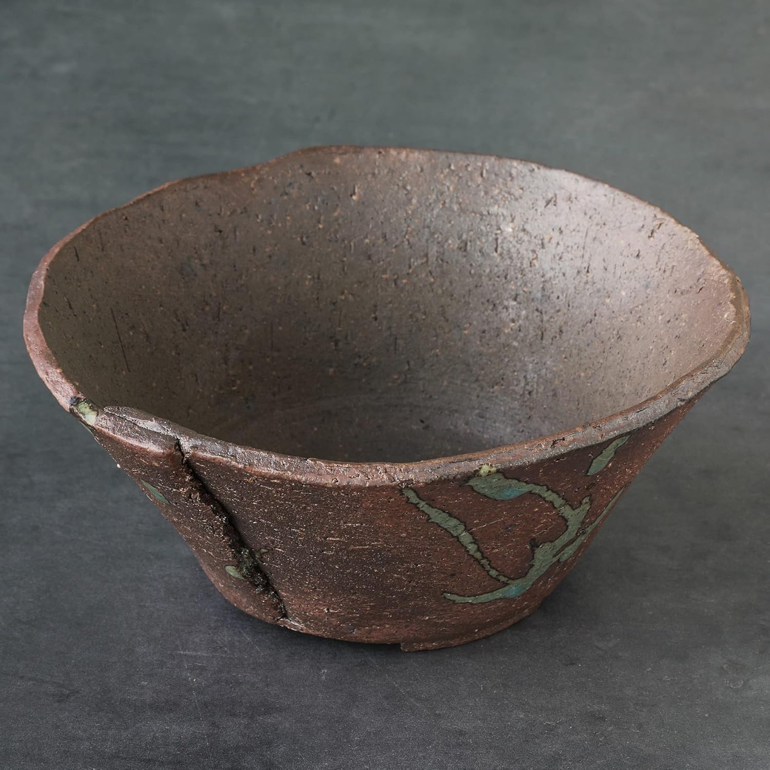 Wazakura Tokoname Series Handmade Ceramic Rustic Tatara Style Bonsai Pot with Drainage Hole 6.3 in (160mm) Made in Japan, Garden Planter, Flower Vase, Houseplant Centerpiece