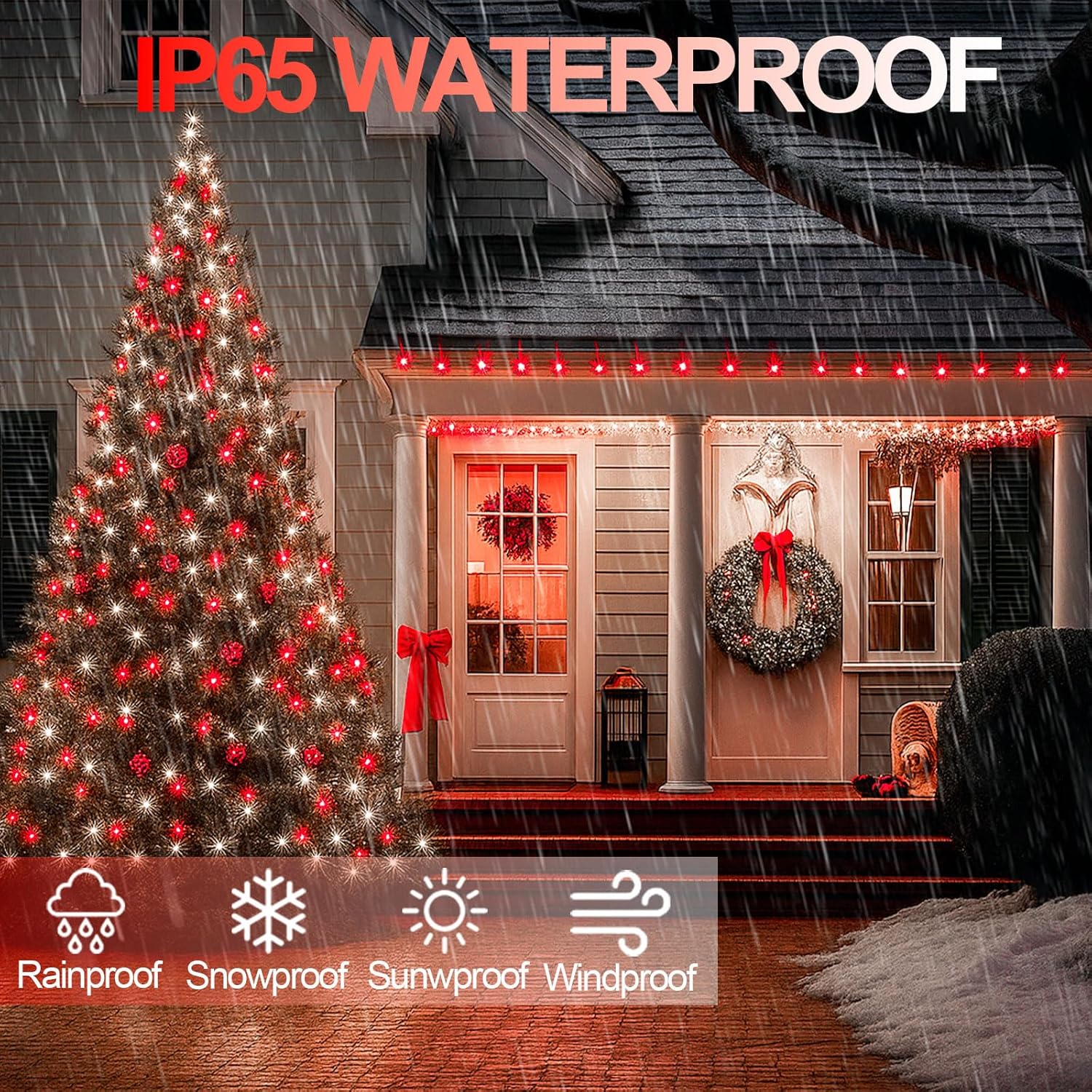 Extra-Long 144FT Solar String Lights for Outside, 2 Pack 400LED Solar Fairy Lights Outdoor, Waterproof Copper Wire with 8 Modes Twinkle Lights for Tree Garden Party Xmas Wedding Decor (Red and White)