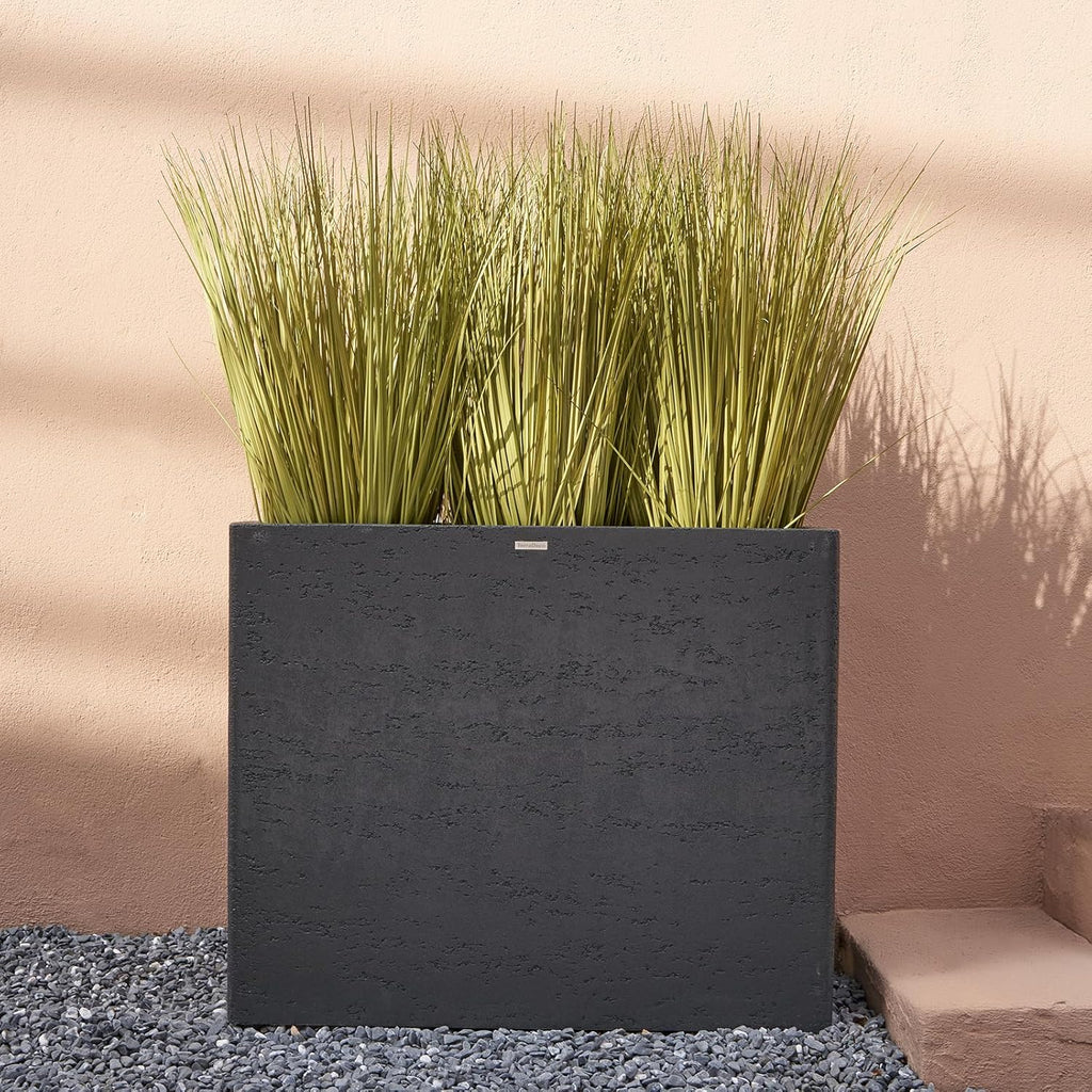 Tall Rectangular Composite ConcretePlanter（30Lx12Wx25H，66 Pounds）,Durable All-Weather Use with Drainage Holes,Large Rectangular Planter for Outdoor Indoor Plants