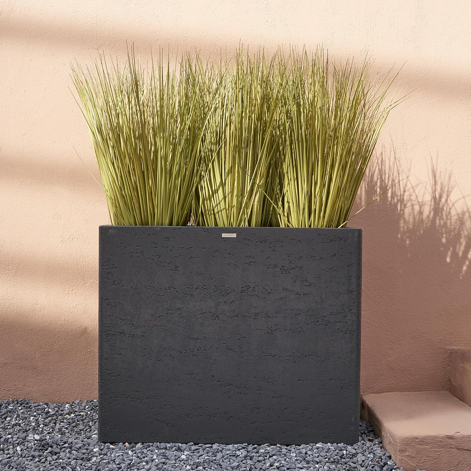 Tall Rectangular Composite ConcretePlanter（30Lx12Wx25H，66 Pounds）,Durable All-Weather Use with Drainage Holes,Large Rectangular Planter for Outdoor Indoor Plants